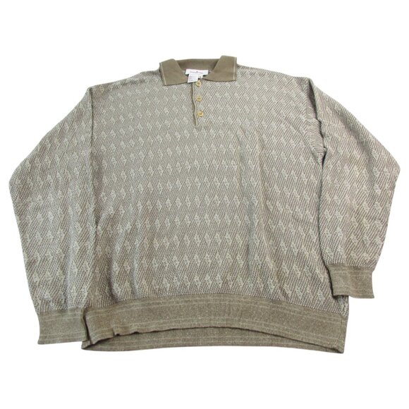 Ermenegildo Zegna Sweater Mens Medium Beige Knit Performance Long Sleeve Popover - Picture 1 of 8